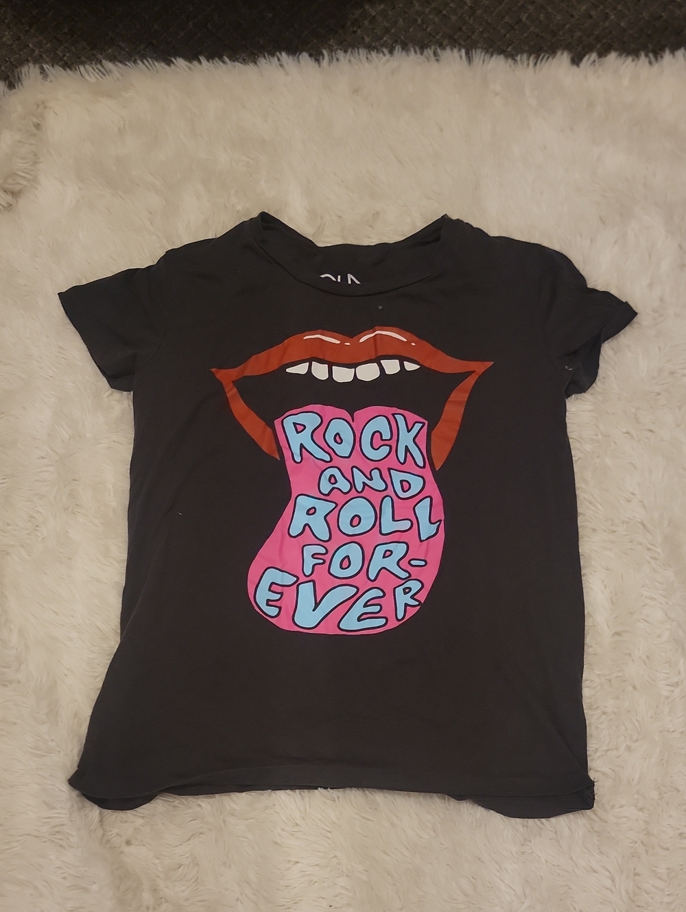 Chaser Black Graphic Tee with Pink & Blue Tongue Design